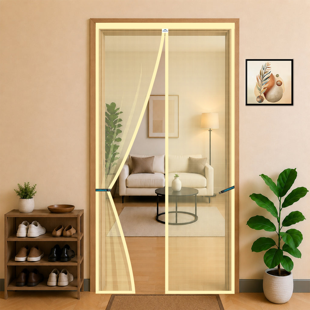Standard Magentic Mosquito Net For Door - Polyester - Beige