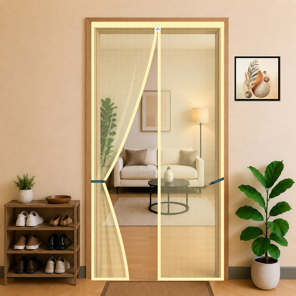 Standard Magentic Mosquito Net For Door - Polyester - Beige