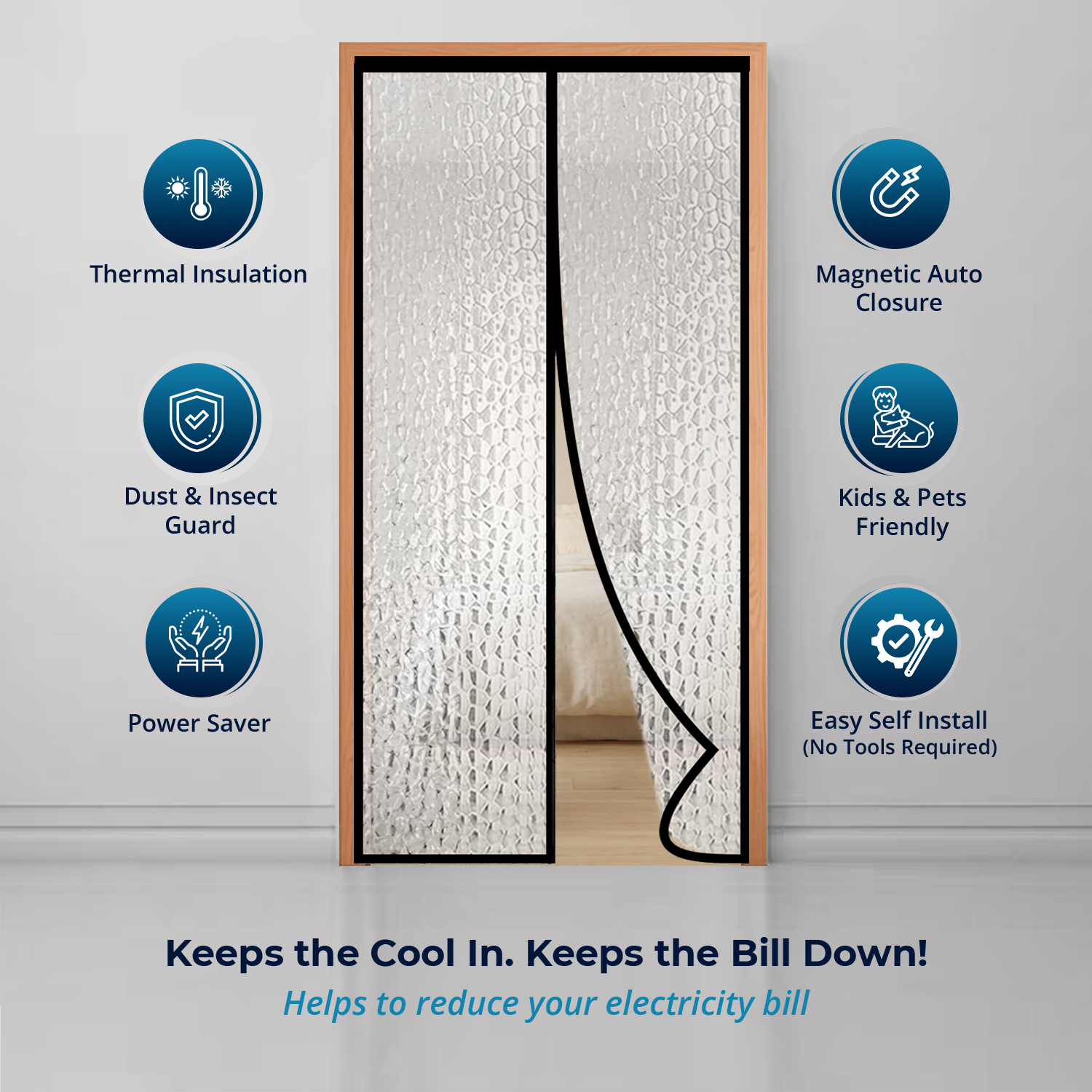 AC Curtain - Magnetic | Bubble Translucent Insulated Thermal | Black | LifeKrafts AC Curtain LifeKrafts