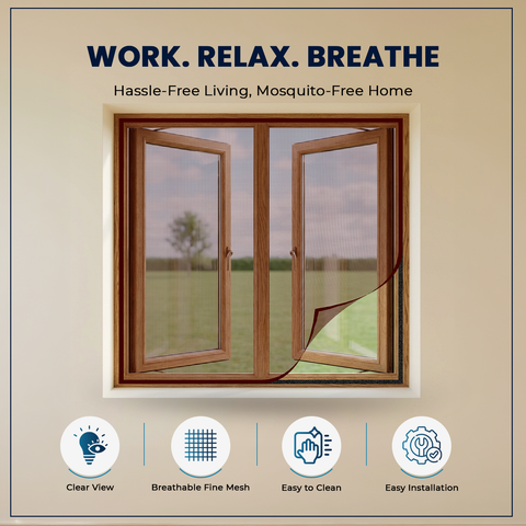 Mosquito Net for Window | Pre-Stitched Polyester | Grey | LifeKrafts Mosquito Net for Window LifeKrafts