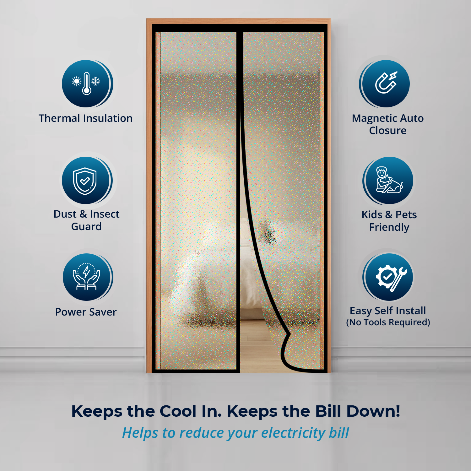 AC Curtain - Magnetic | Glitter Translucent Insulated Thermal | Black | LifeKrafts AC Curtain LifeKrafts