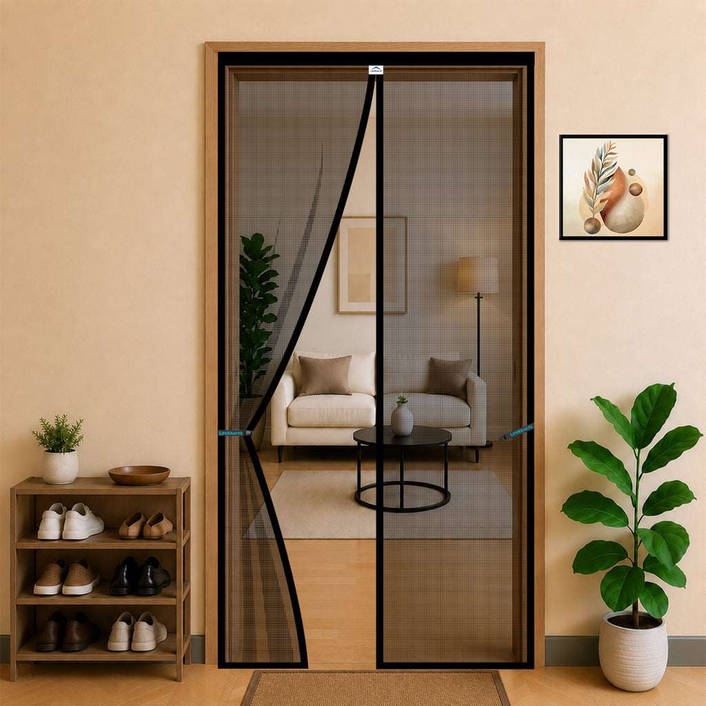Standard Magnetic Mosquito Net For Door - Polyester - Black