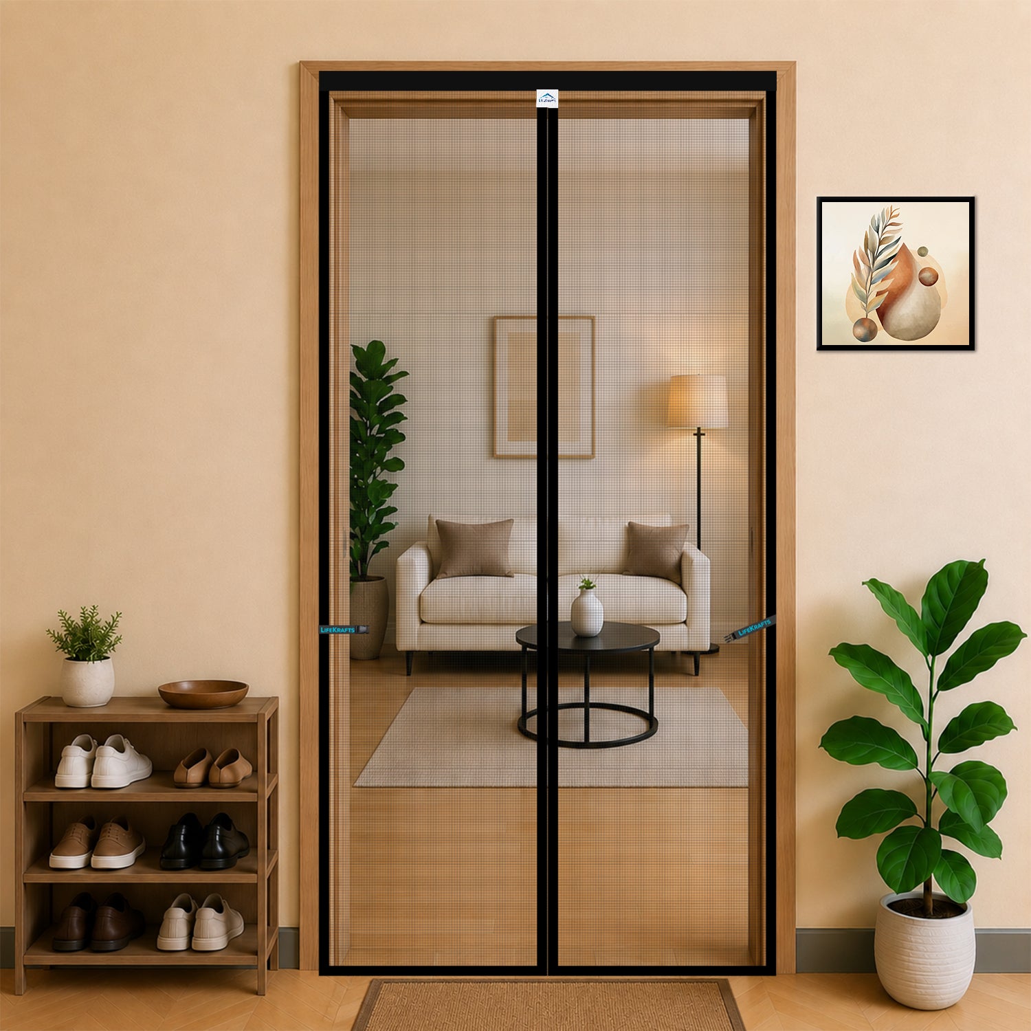 Standard Magnetic Mosquito Net For Door - Fiberglass - Black