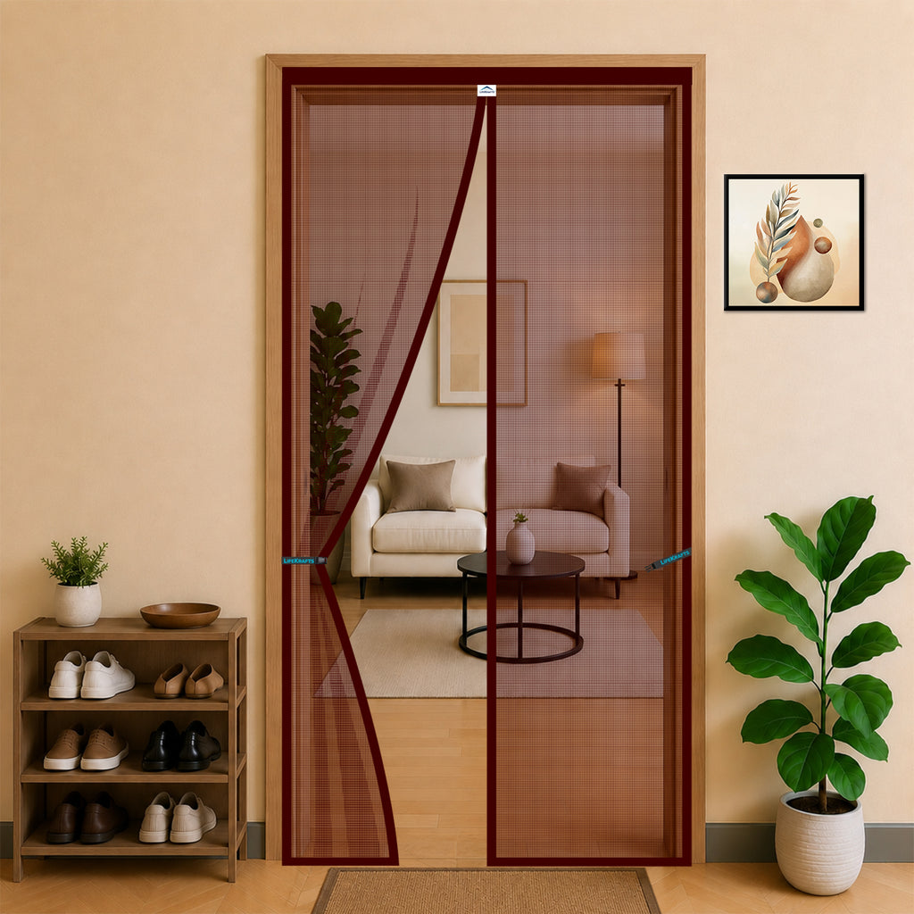 Standard Magnetic Mosquito Net For Door - Polyester - Brown