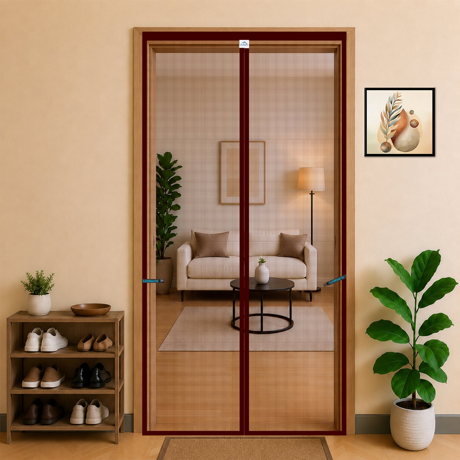 Standard Magnetic Mosquito Net For Door - Fiberglass - Brown