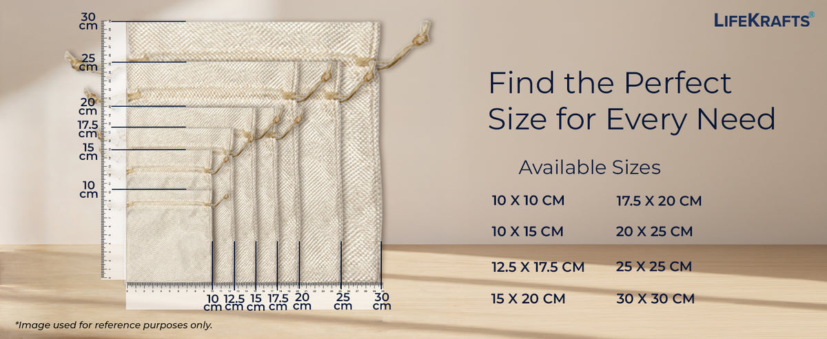 Jute Potli Bags | Adjustable Drawstring Bags | Creamwhite | LifeKrafts