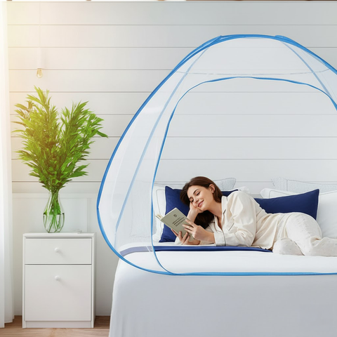 Mosquito Net for Bed | Foldable-Polyester | Double Queen Size | Travel-friendly foldable design | LifeKrafts Mosquito Net for Bed LifeKrafts
