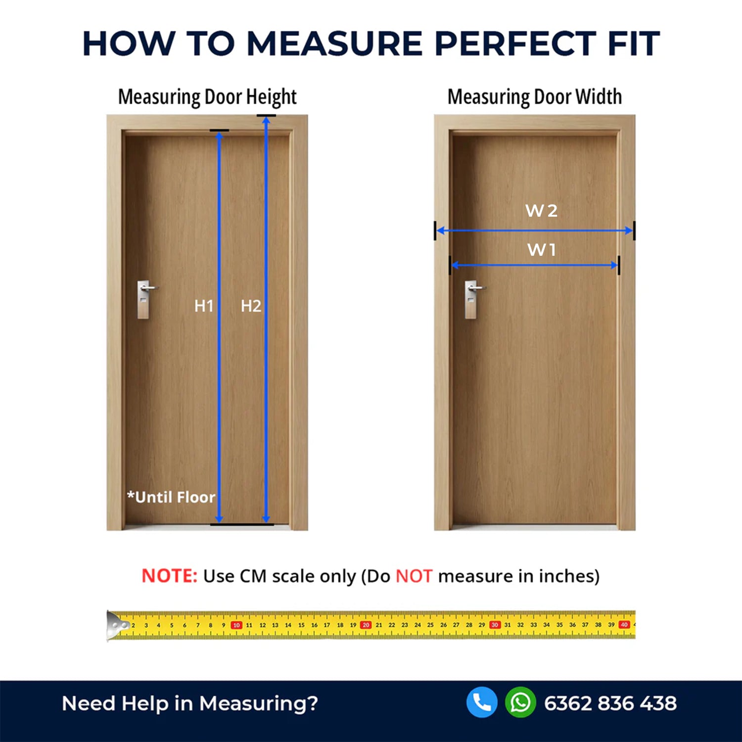 Door measurement guide for choosing the correct size magnetic mosquito net