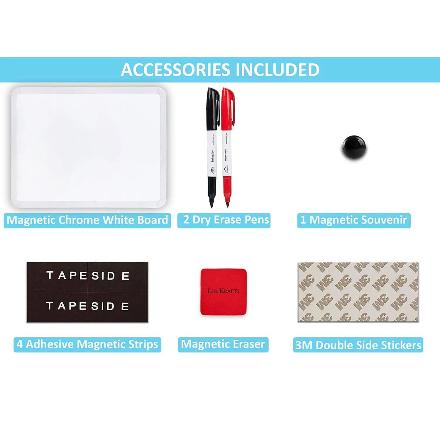 Dry Erase Mini White Board|Size:(8.5X11) Inches,Includes 2 Marker Pens &1 Eraser,Pack Of 1|Single Sided Magnetic White Board For Kids And Adults,Great For Schools,Home,Office,Planning Etc. LifeKrafts