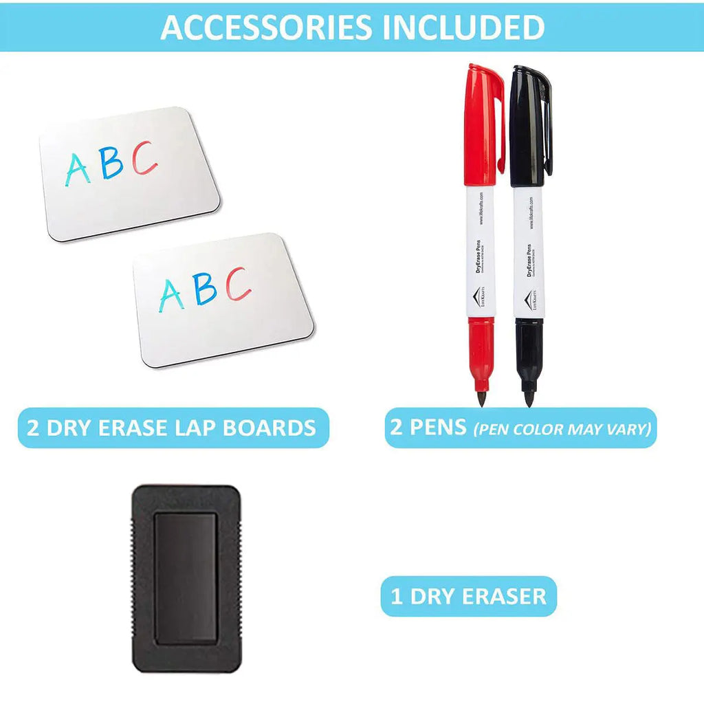 Pack of 2 dry erase lapboards with two marker pens and one dry eraser