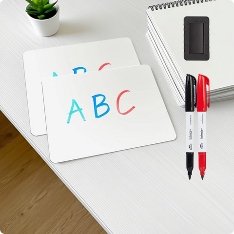 LifeKrafts single-sided dry erase lapboards with markers and eraser for writing and learning