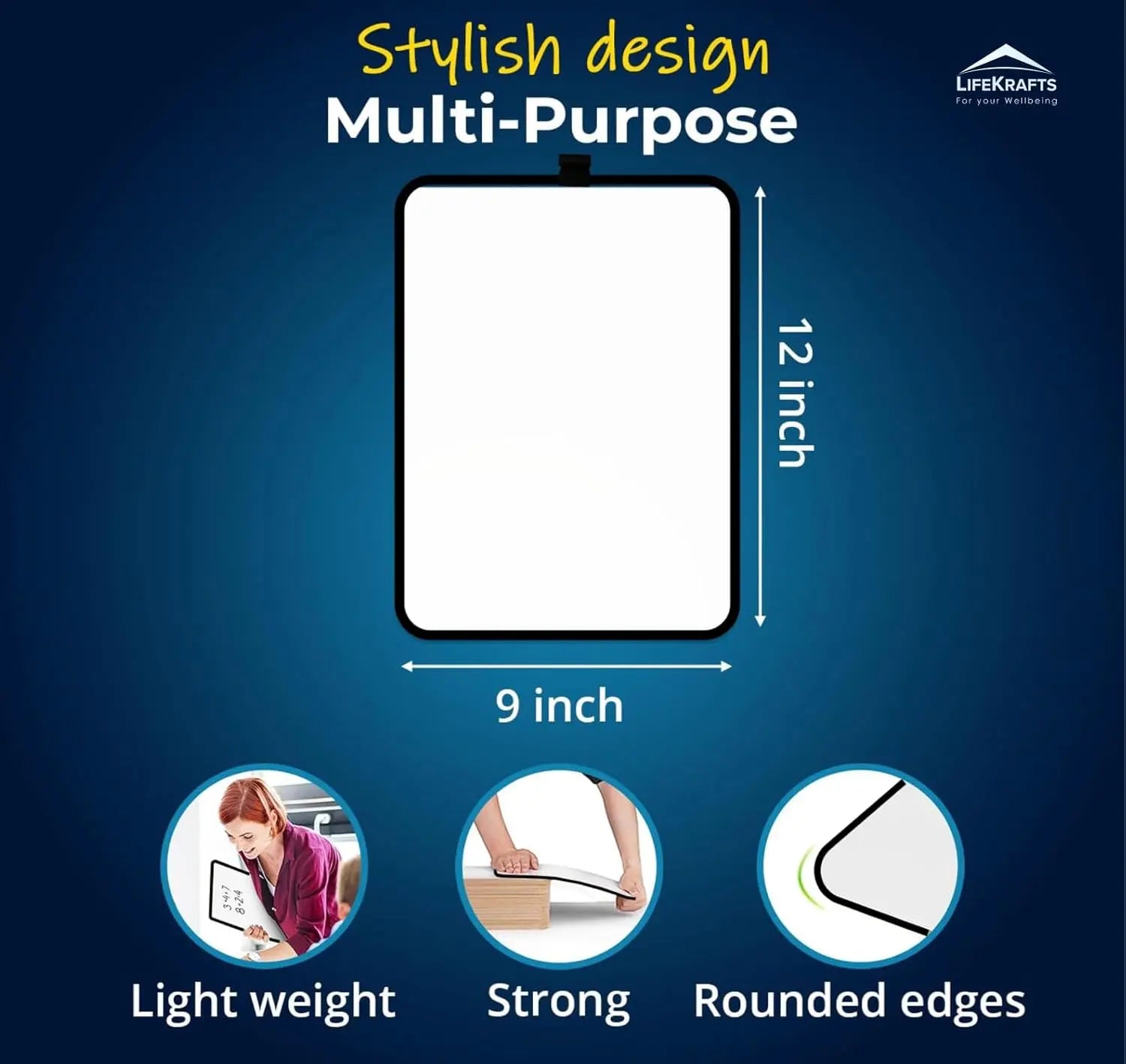 Dry Erase Board | Double-Sided Mini Whiteboard | 9x12 inches | LifeKrafts board LifeKrafts