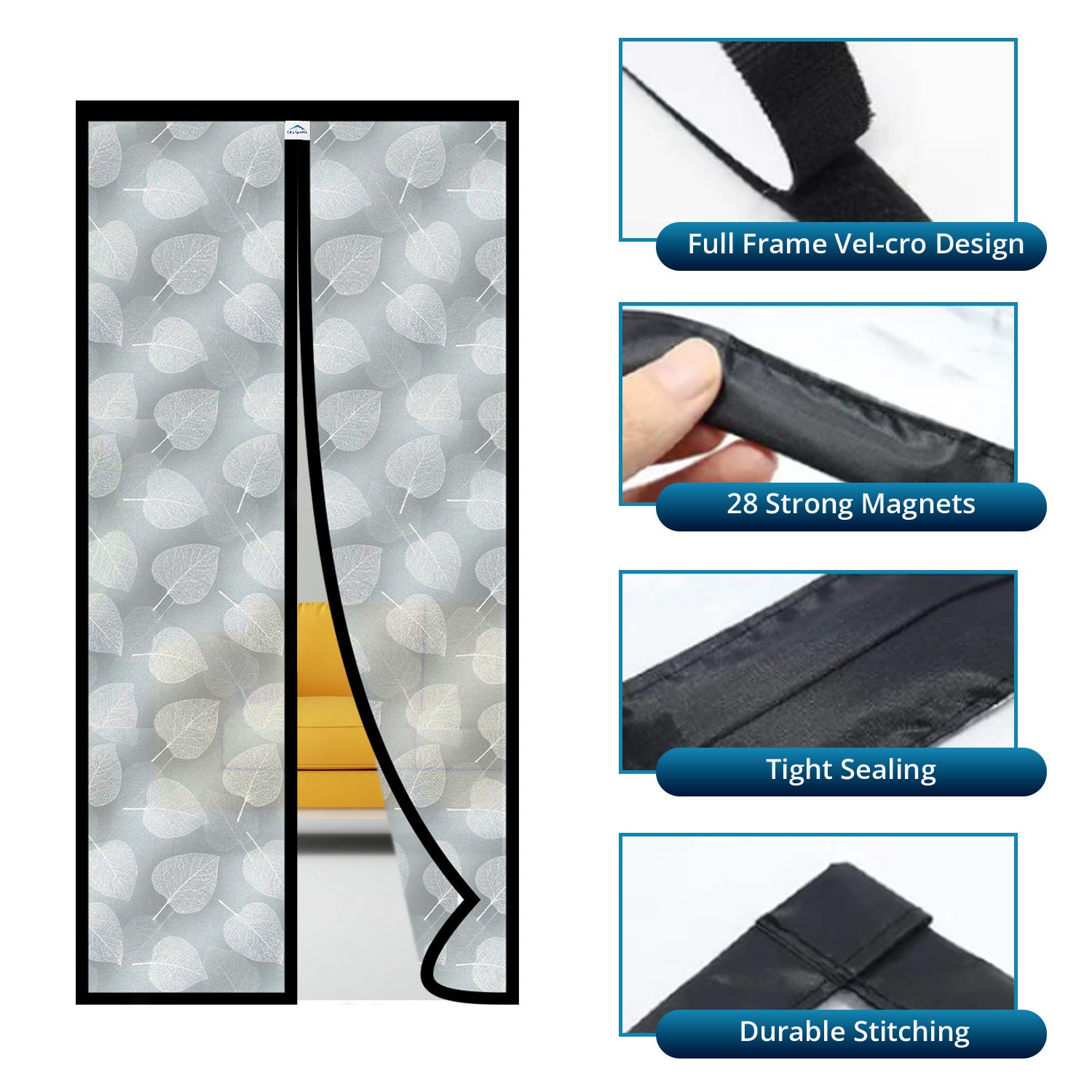 AC Curtain Magnetic - Customizable | Leaf Design Pattern | LifeKrafts - LifeKrafts