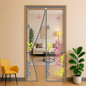 Mosquito Net for Door | Designer Polyester Net | Grey Floral | LifeKrafts