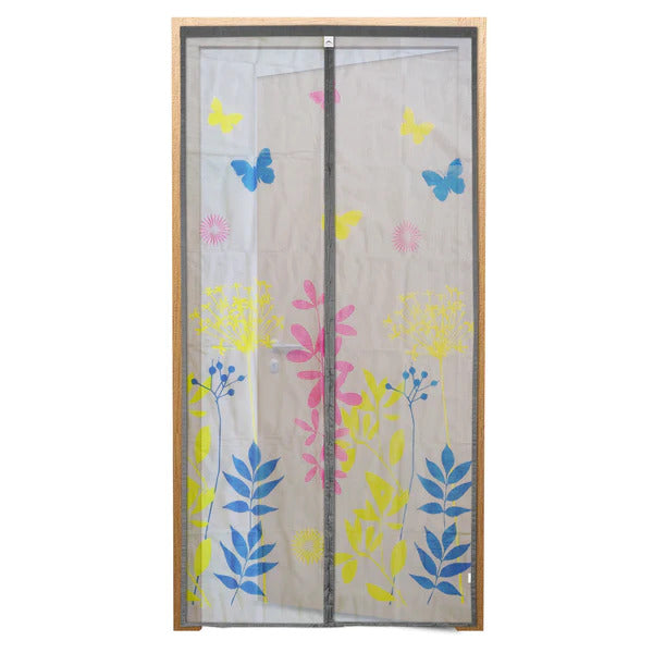 Floral Polyester magnetic Mosquito Net for door