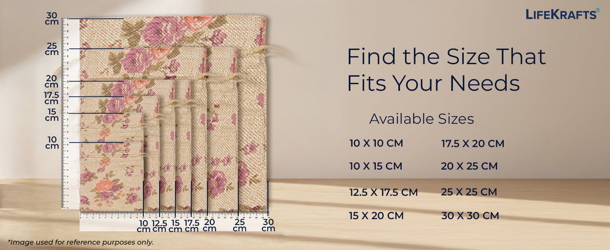 Jute Potli Bags | Adjustable Drawstring Bags | Purple Floral | LifeKrafts