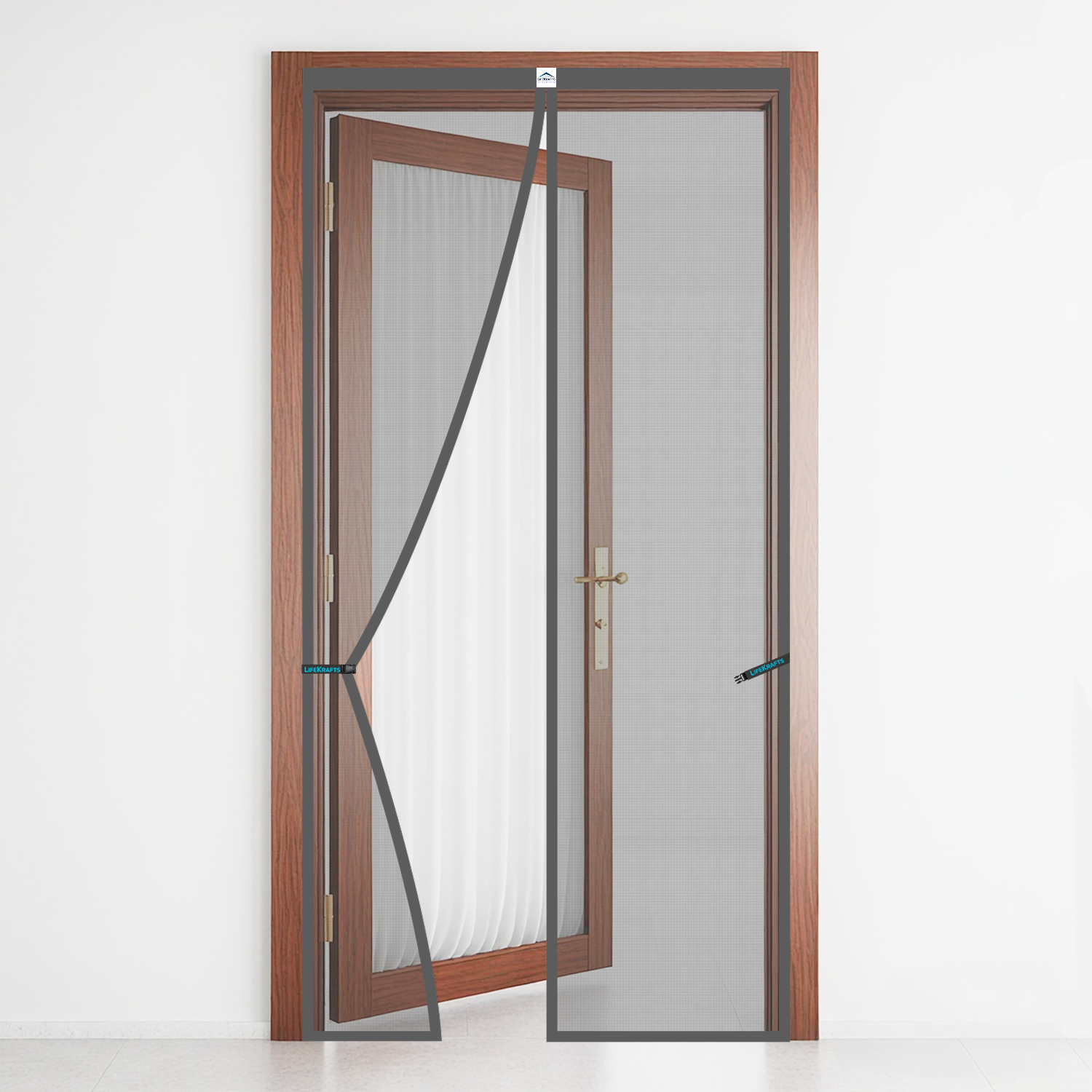 Polyester Magnetic Mosquito Net Curtain for Door - GREY
