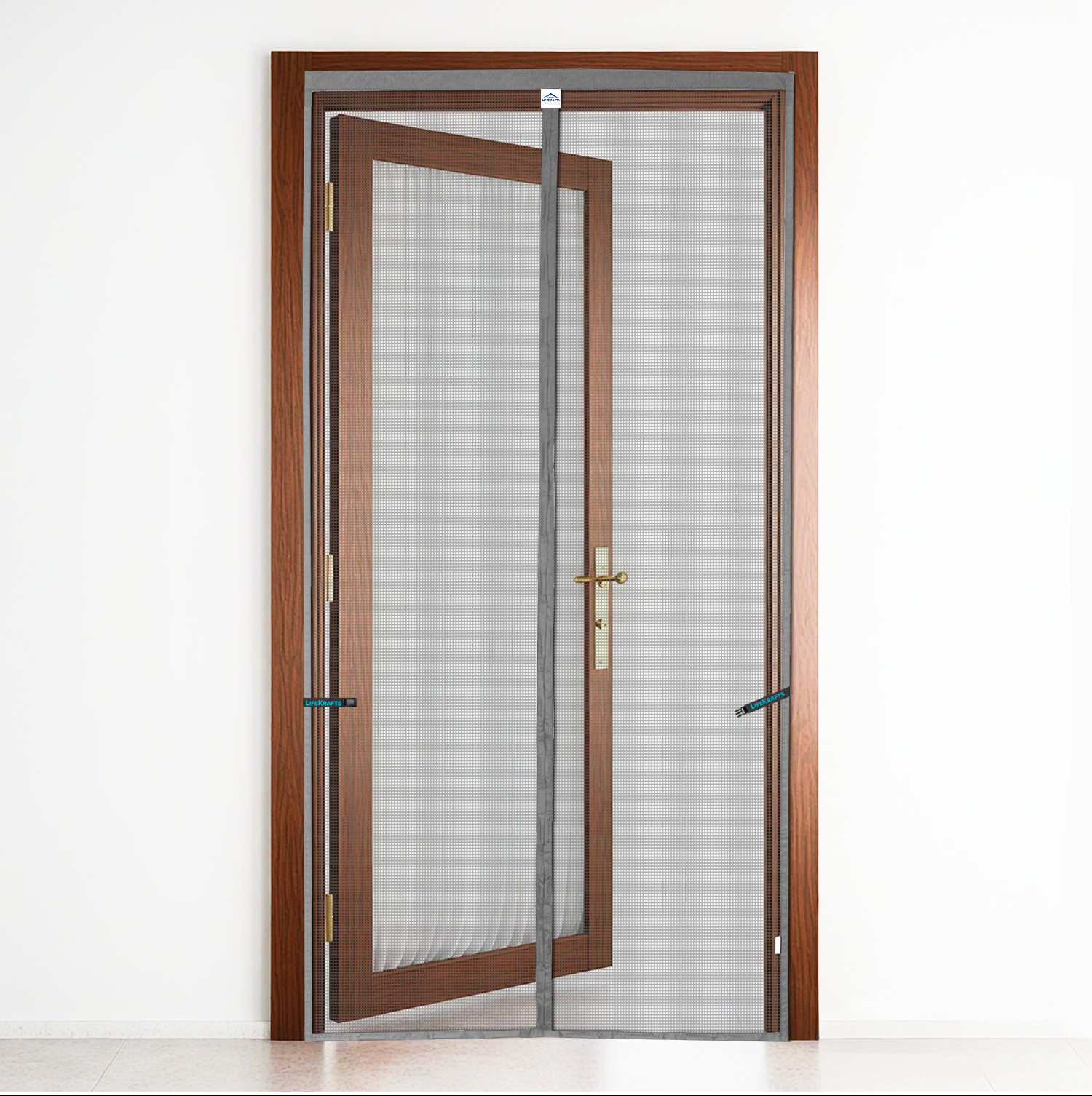 Polyester Magnetic Mosquito Net Curtain for Door - GREY