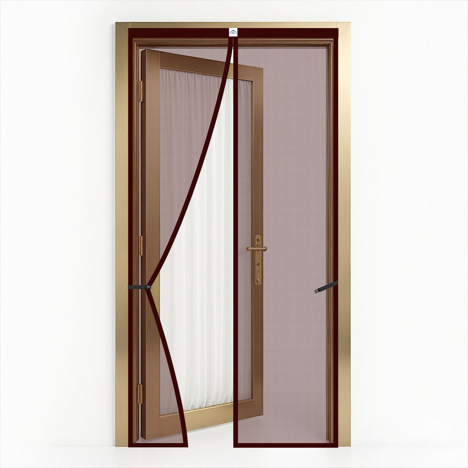 Polyester Magnetic Mosquito Net Curtain for Door - BROWN