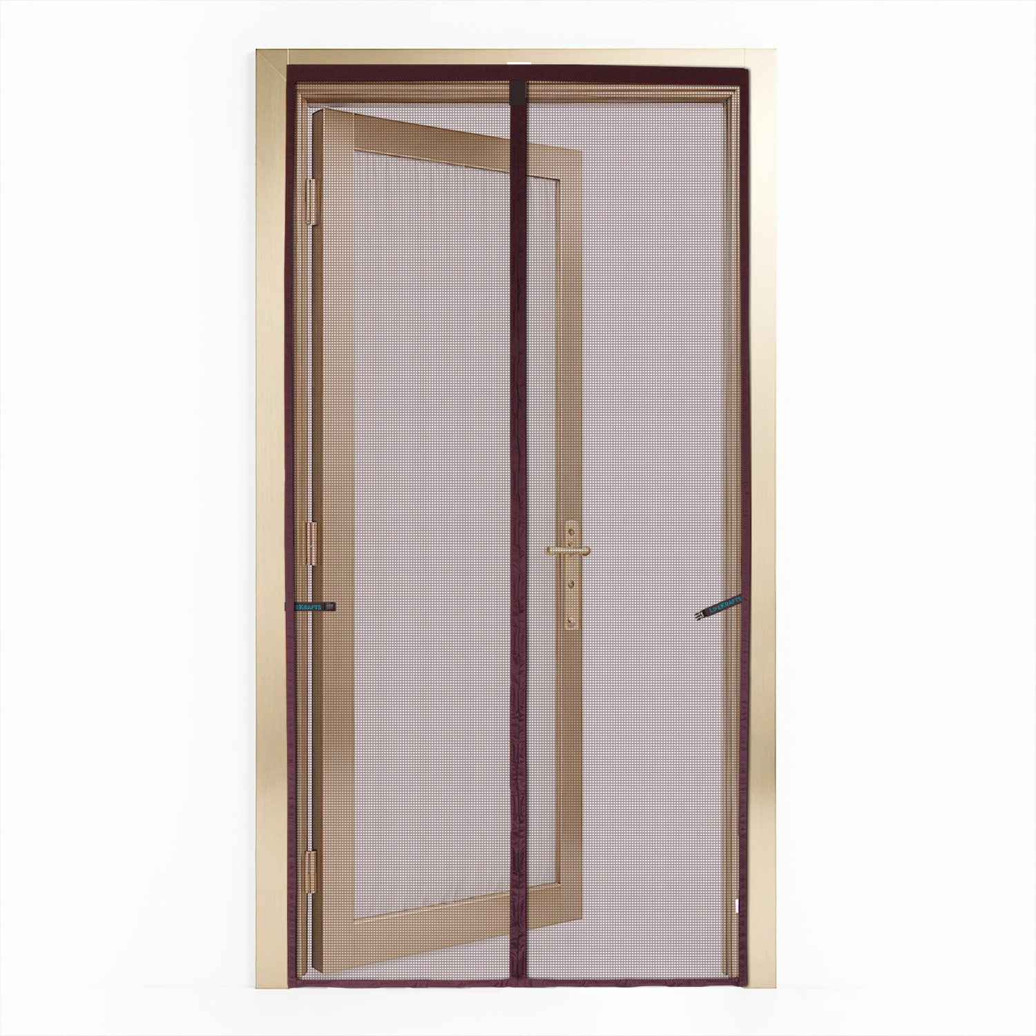 Polyester Magnetic Mosquito Net Curtain for Door - BROWN