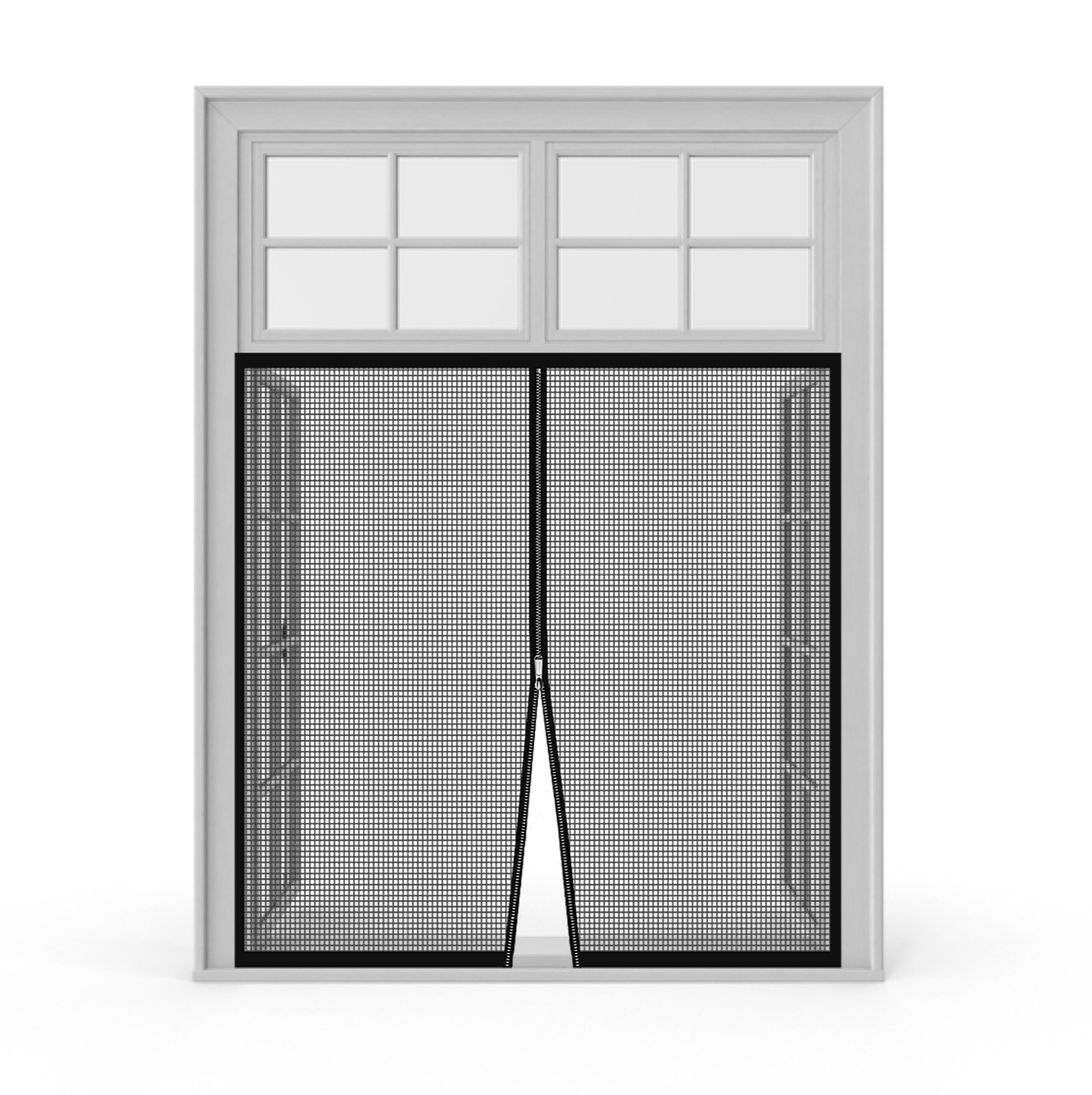 Premium Edition Window Mosquito Net Curtain with Zipper, Fiberglass Net - BLACK