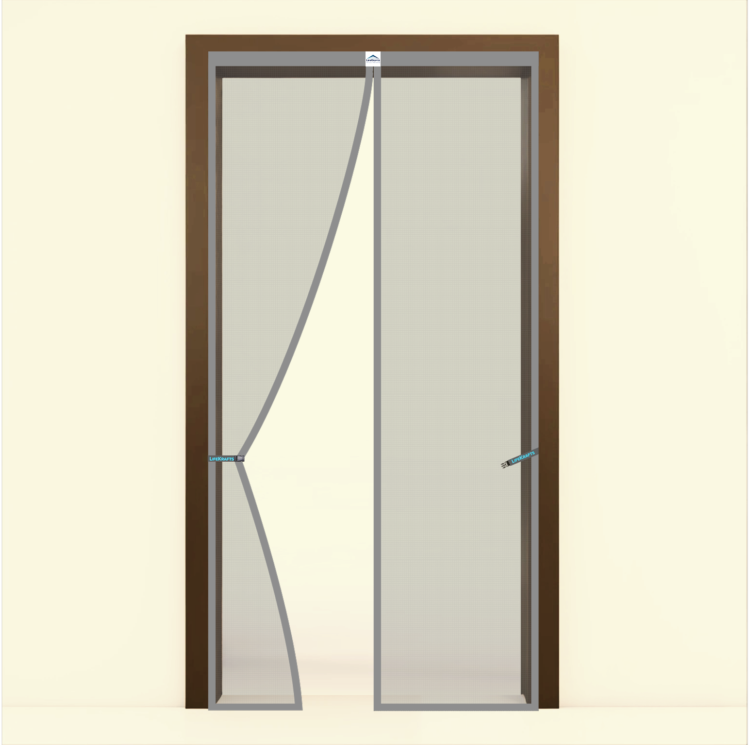 Polyester Magnetic Mosquito Net Curtain for Door - GREY