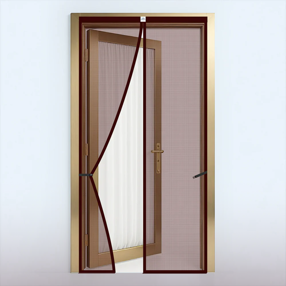 Polyester Magnetic Mosquito Net Curtain for Door - BROWN