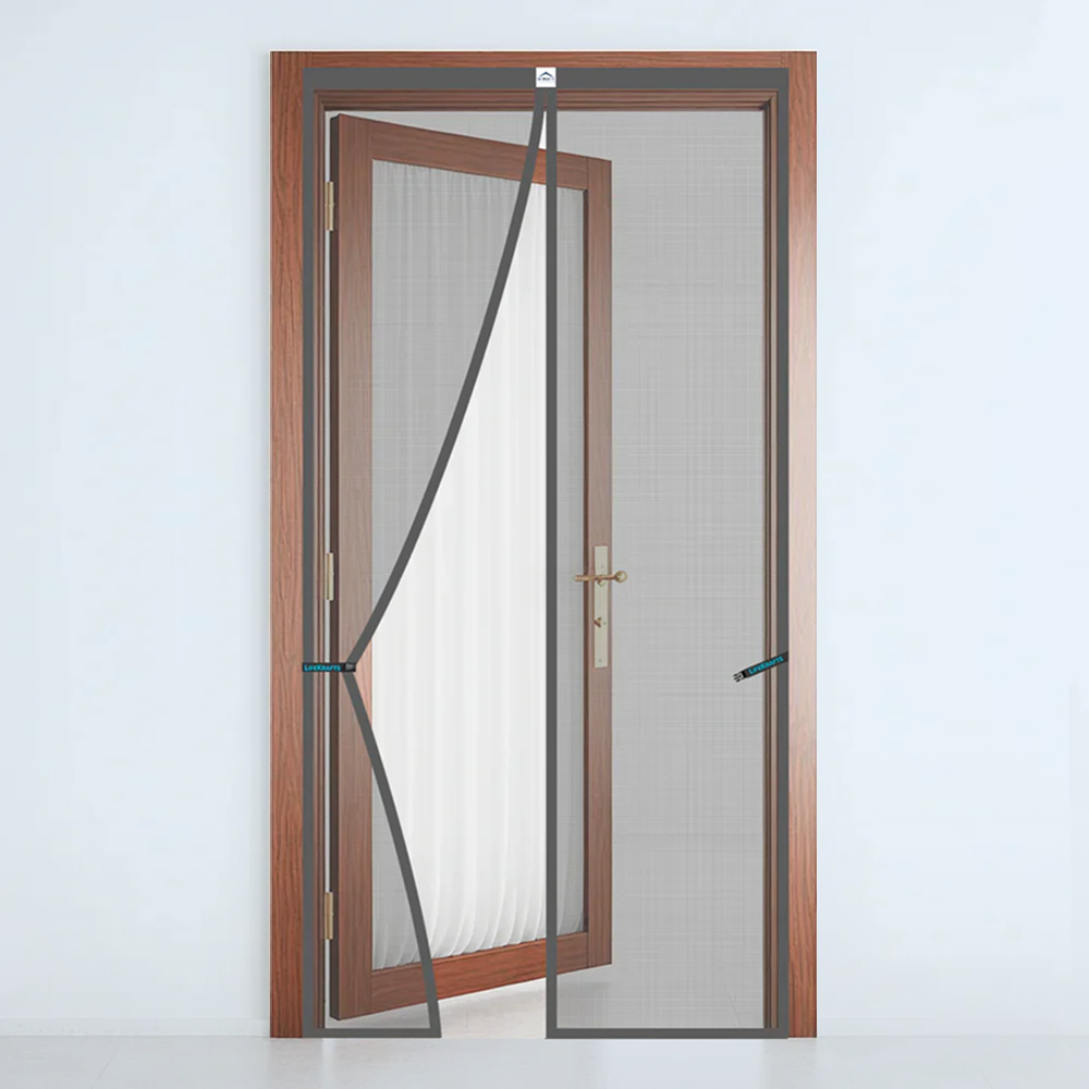Polyester Magnetic Mosquito Net Curtain for Door - GREY