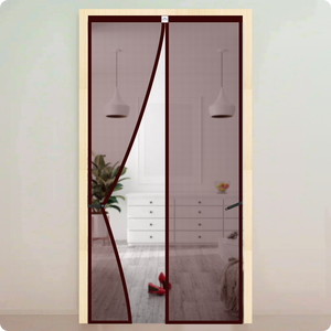 Polyester Magnetic Mosquito Net Curtain for Door - BROWN