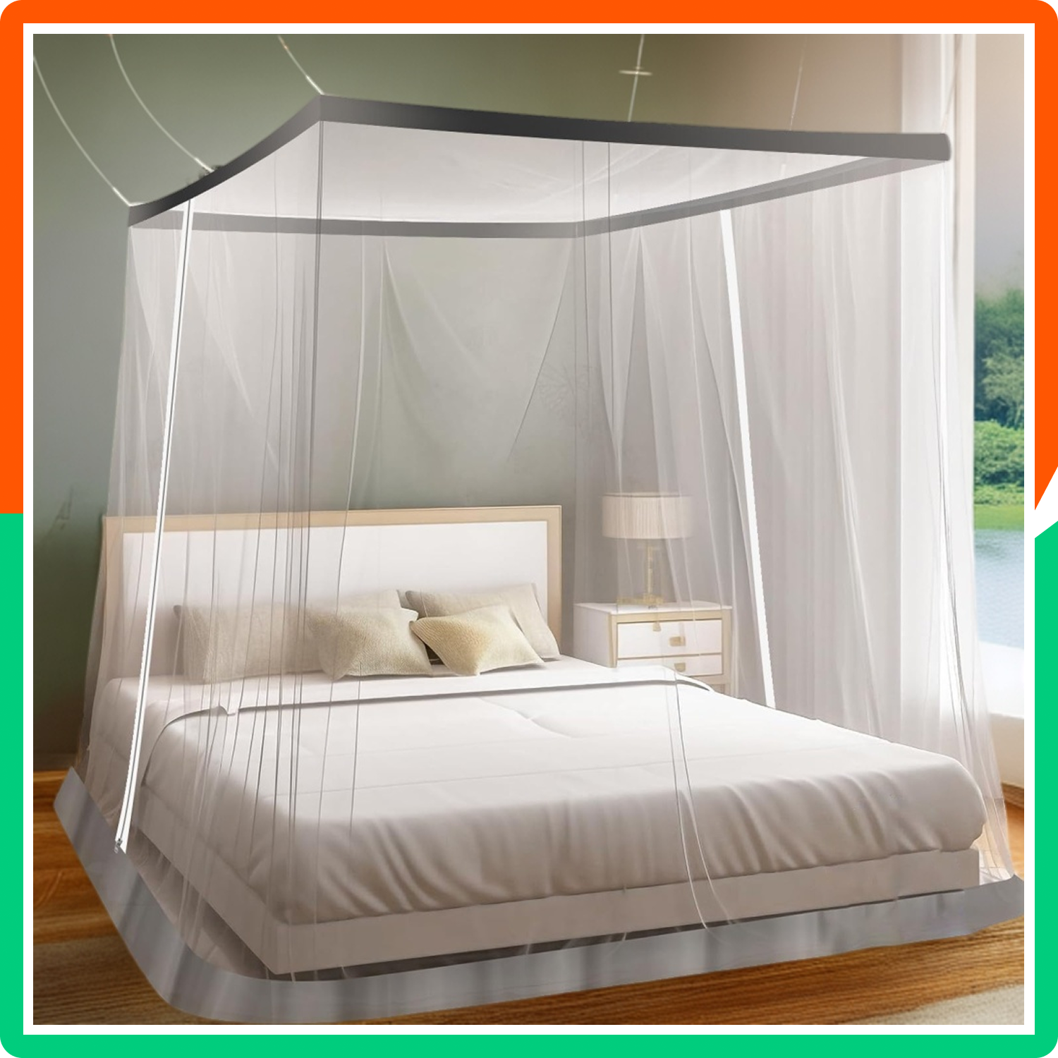 Mosquito Bed Net | Single Size | Foldable Polyester Net (4ft x 6.5ft, White) | Double Zipper Entry