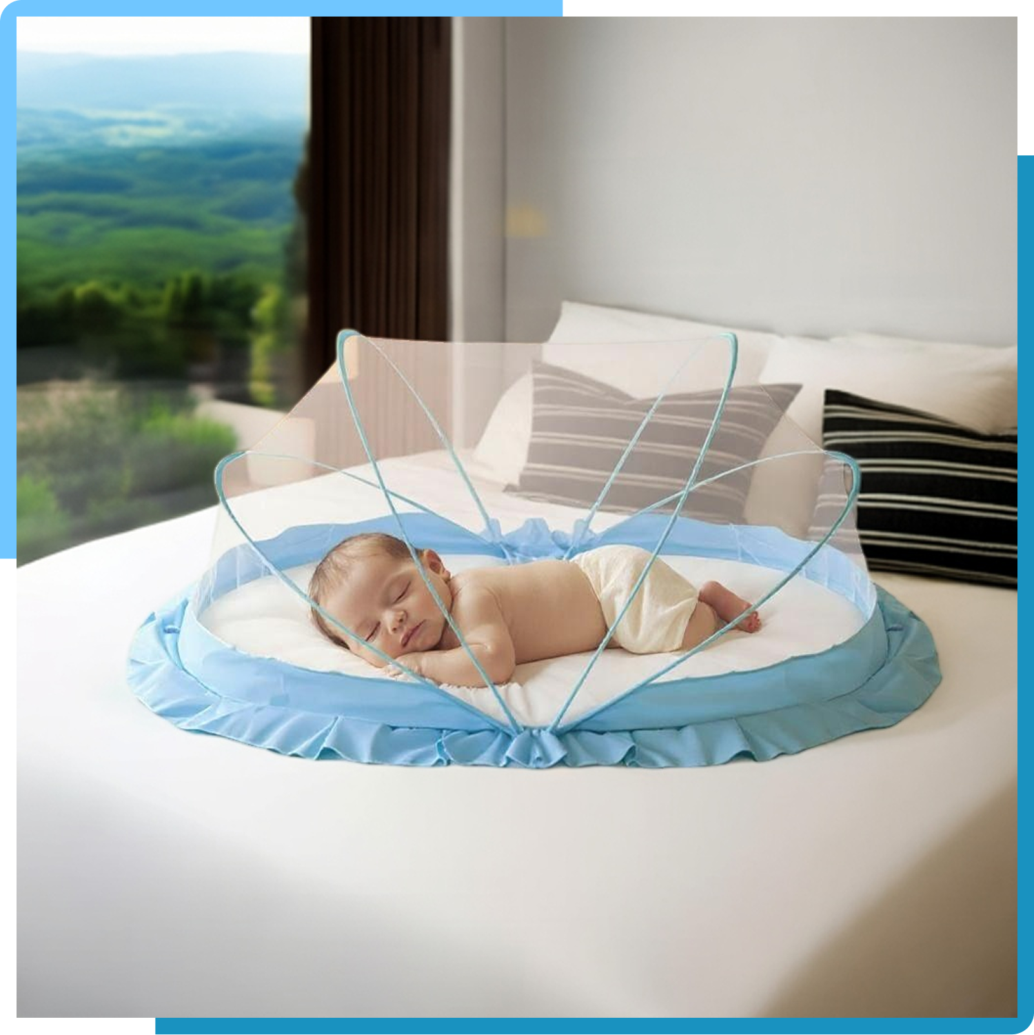 Baby Crib Mosquito Net Blue 135x65x65 cm