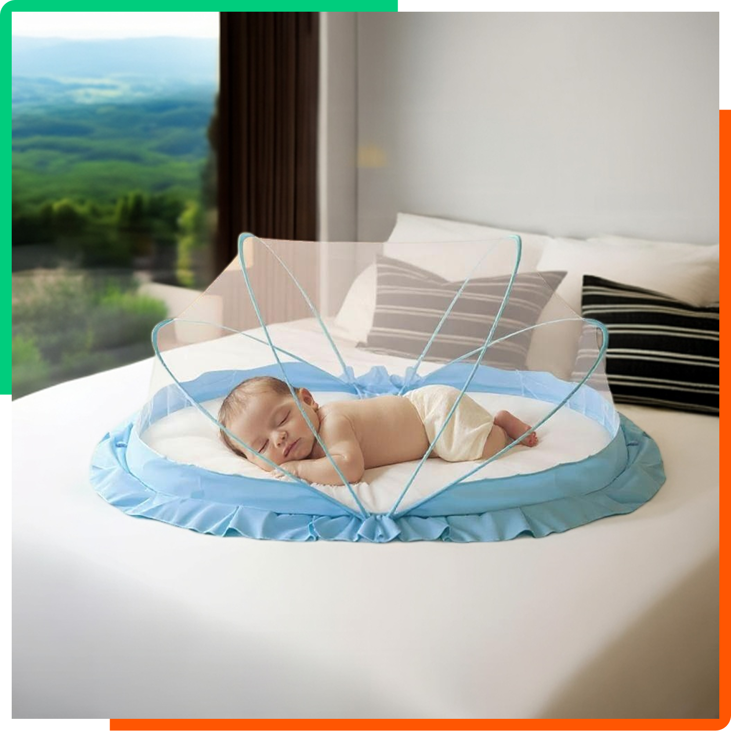 Baby Crib Mosquito Net Blue 135x65x65 cm