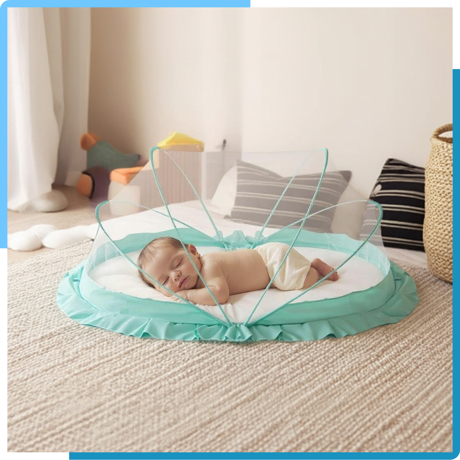 Baby Crib Mosquito Net Ocean Green 135x65x65 cm