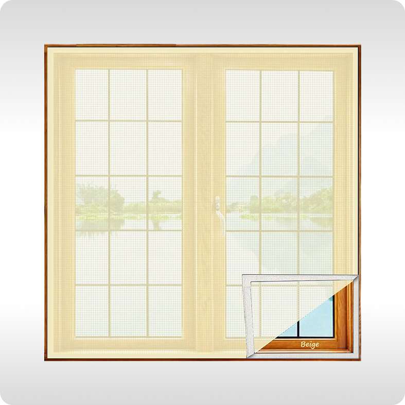 Fiberglass Stitched Window Mosquito Net Curtain, Pre-Stitched to Net - Beige
