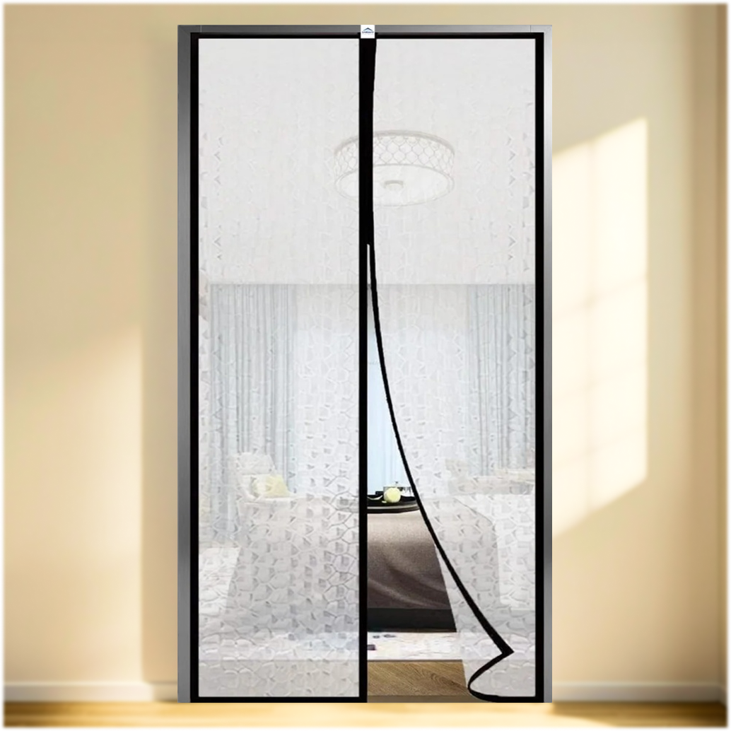 Customizable Bubble Translucent Insulated Thermal Magnetic Curtain For AC Room - Black