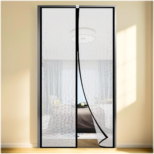 Customizable Bubble Translucent Insulated Thermal Magnetic Curtain For AC Room - Black Door net LifeKrafts