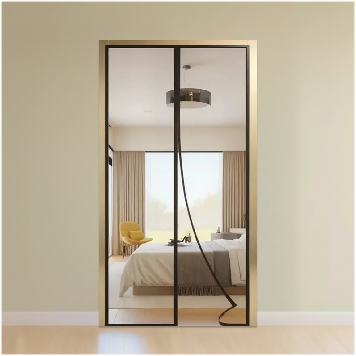 Customizable Transparent Insulated Thermal Magnetic Door Curtain for AC Room- Black