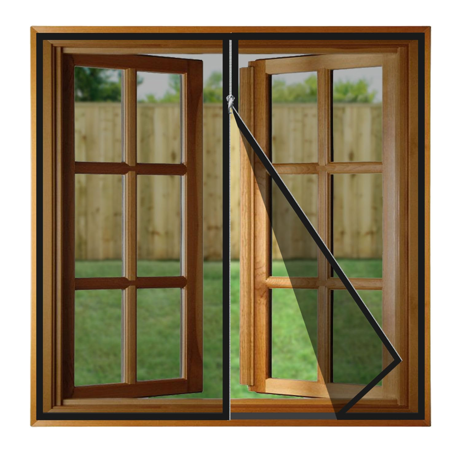 Premium Edition Window Mosquito Net Curtain with Zipper | lifekrafts mosquito net for windows | Fiberglass Net | BLACK