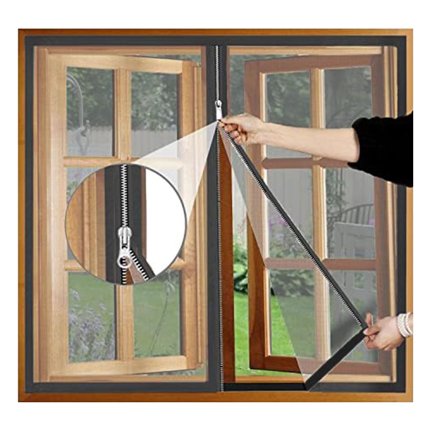 Premium Edition Window Mosquito Net Curtain with Zipper, Fiberglass Net-WHITE