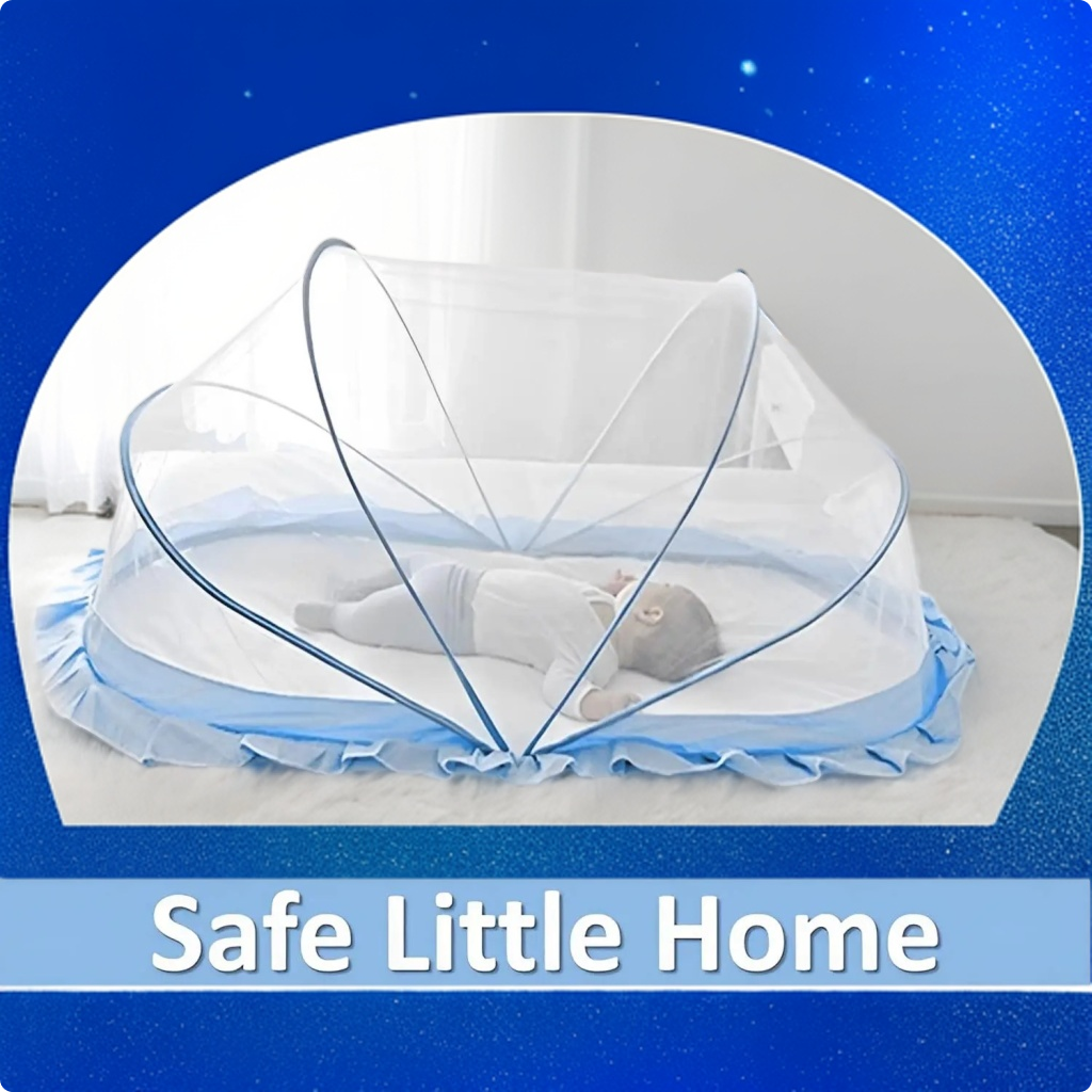 Baby Mosquito Net | Foldable | 135x65x65 cm | Blue | Honey Comb Mesh | LifeKrafts baby Mosquito net LifeKrafts