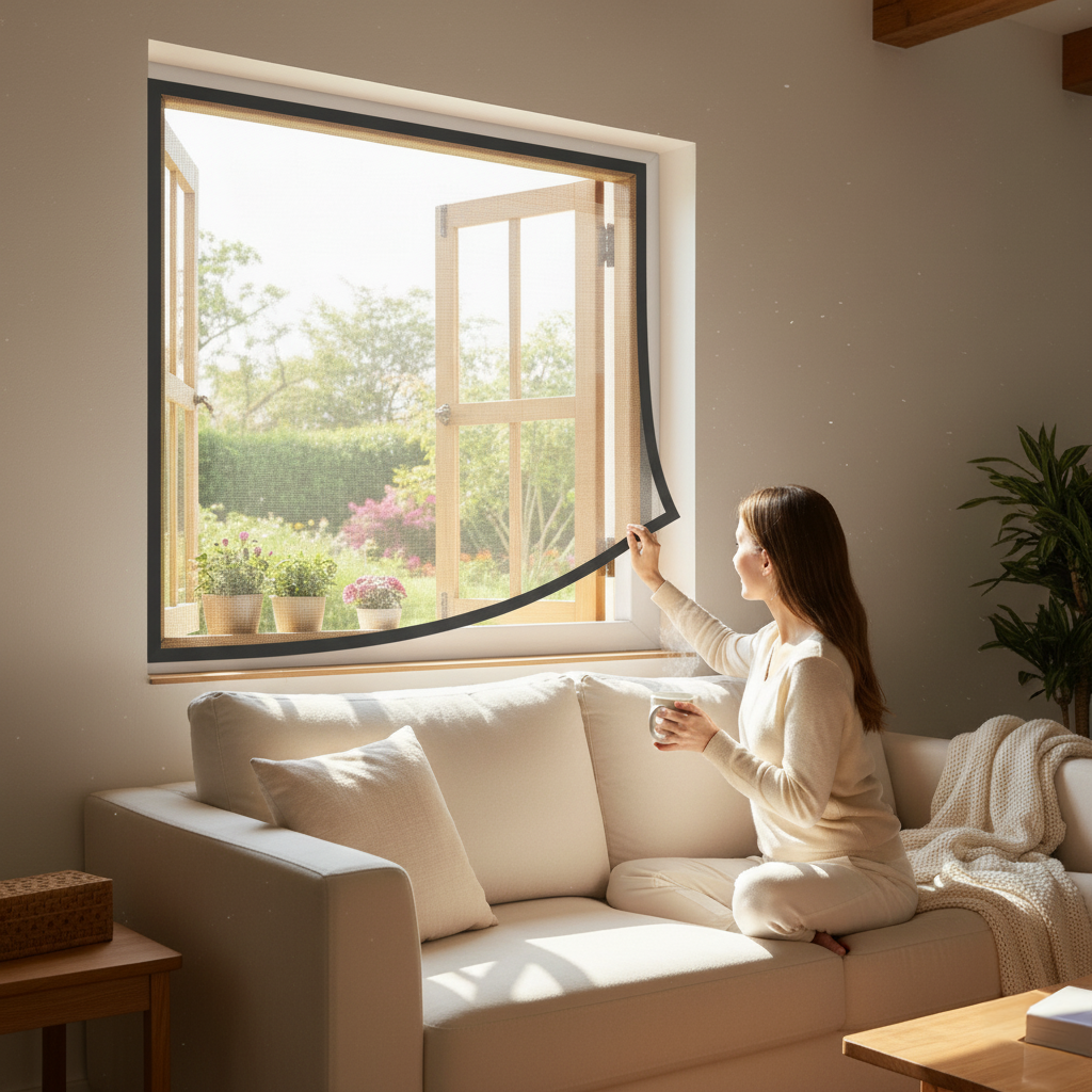 Polyester Window Mosquito Net (Pre-Stitched) | lifekrafts mosquito net for windows |  BLACK