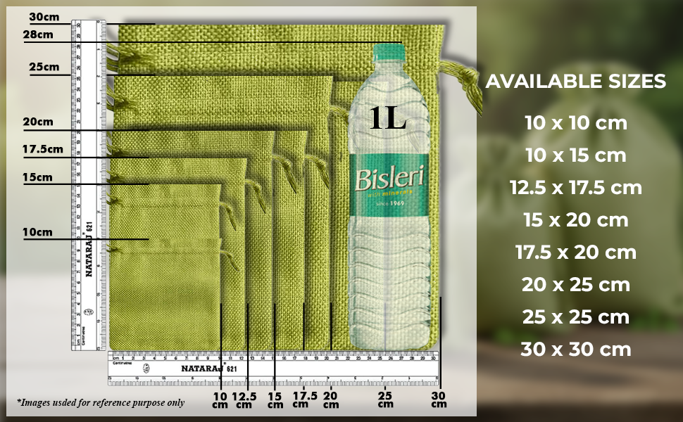 Jute Potli Bags | Adjustable Drawstring Bags | Green | LifeKrafts