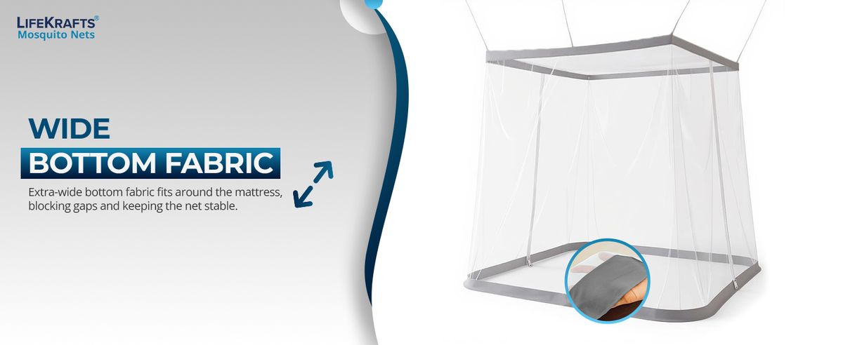 Mosquito Net for Bed - Hanging Bed Net - Polyester - Machardani - Double Zipper Entry - Elegant White with Grey Border