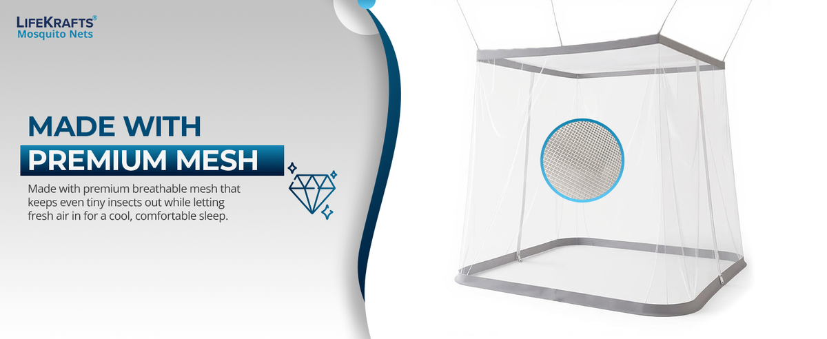 Mosquito Net for Bed - Hanging Bed Net - Polyester - Machardani - Double Zipper Entry - Elegant White with Grey Border