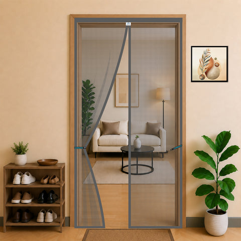 Standard Magnetic Mosquito Net For Door - Polyester - Grey