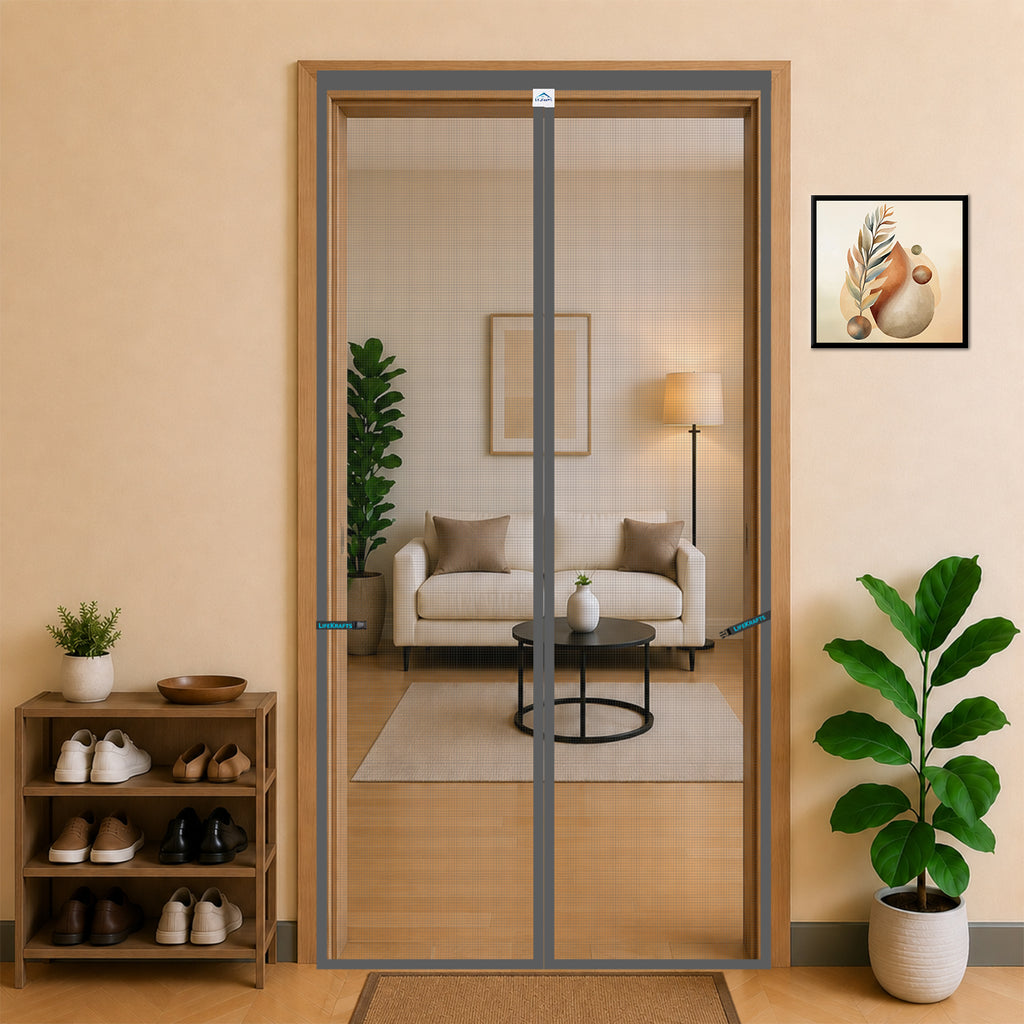 Standard Magnetic Mosquito Net For Door - Fiberglass - Grey