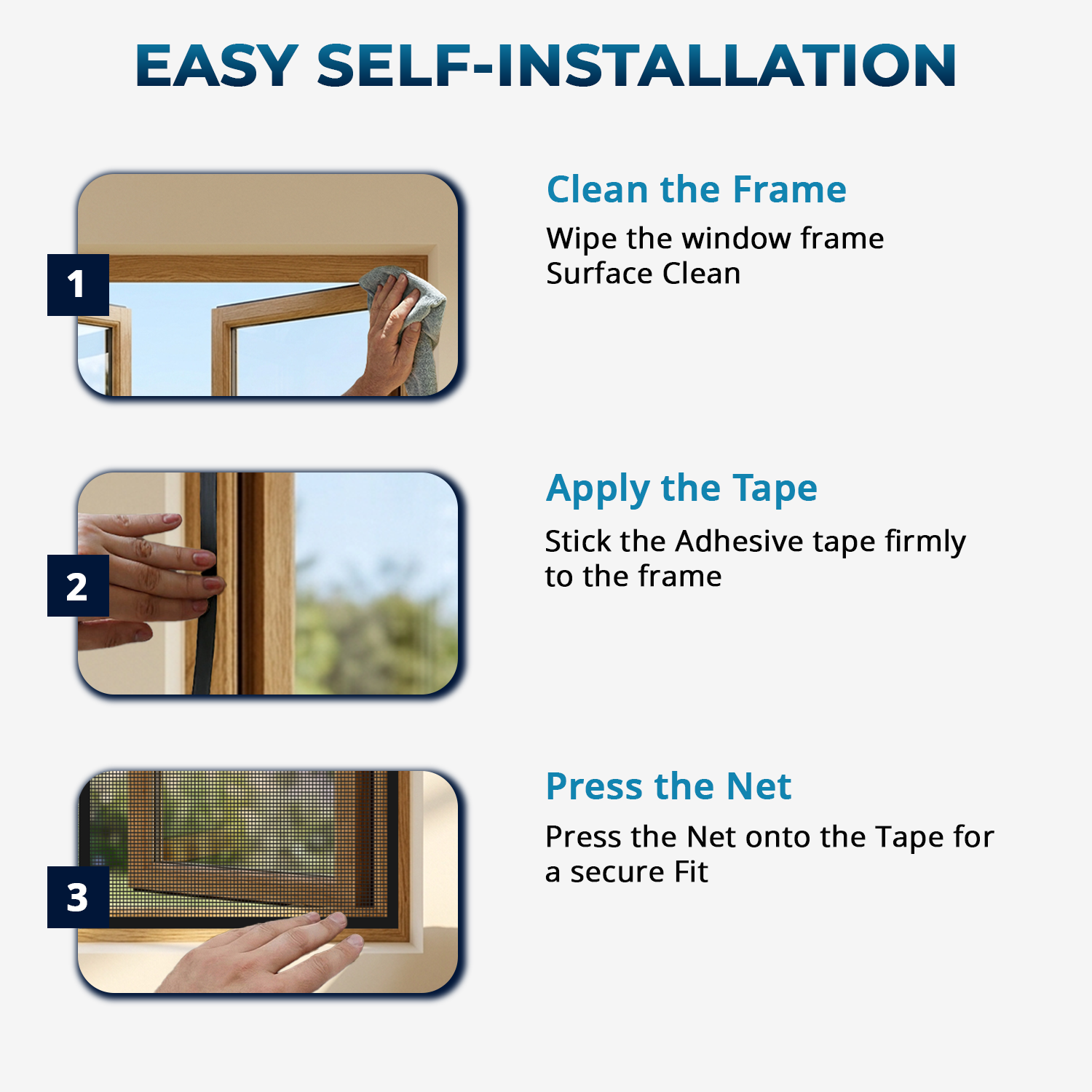 Easy Self-Installation Guide for Black Zipper Window Mosquito Net – Stick Velcro to Frame, Attach LifeKrafts Net, Open Zipper for Access – No Technician Needed