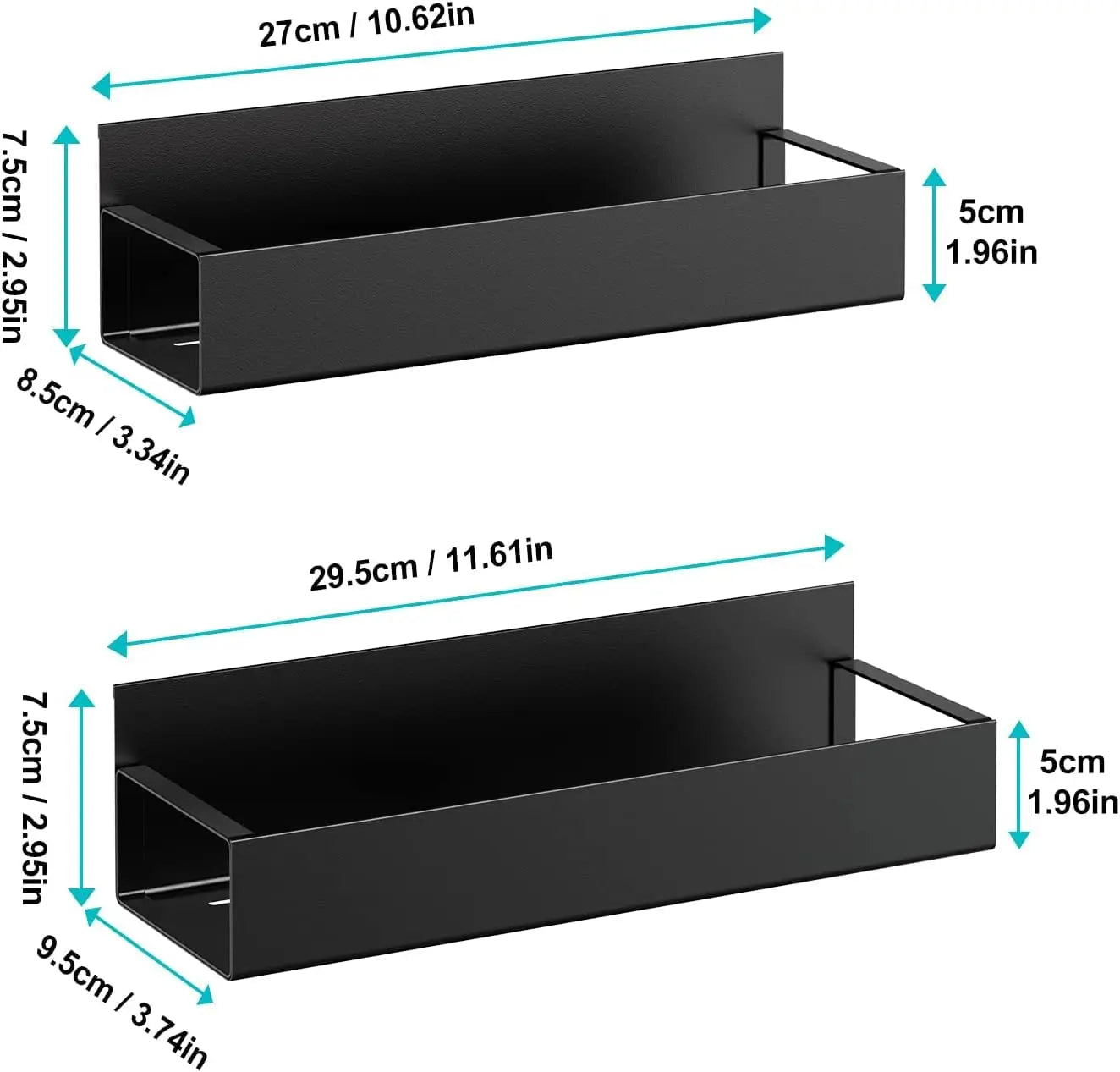 Magnetic Shelf for Fridge | 2 Shelf for Fridge and Microwave Oven, Space Saving for Kitchen (Black) Kitchen Rack LifeKrafts