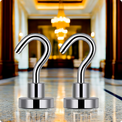LifeKrafts silver magnetic hooks with round magnetic base for metal surfaces