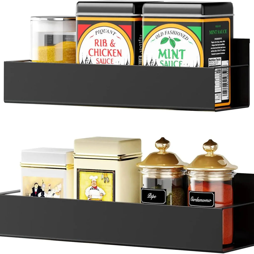 Magnetic Shelf for Fridge | 2 Shelf Pack | Black | LifeKrafts Holder LifeKrafts